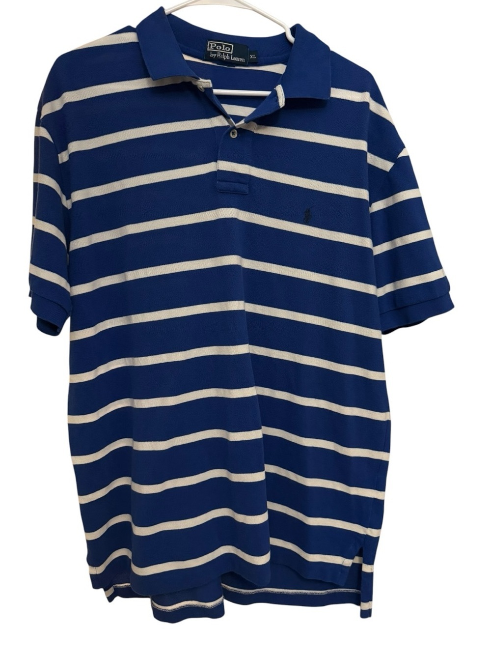 Polo Ralph Lauren Vintage Y2K Striped Rugby Polo Shirt XL Blue White Cotton